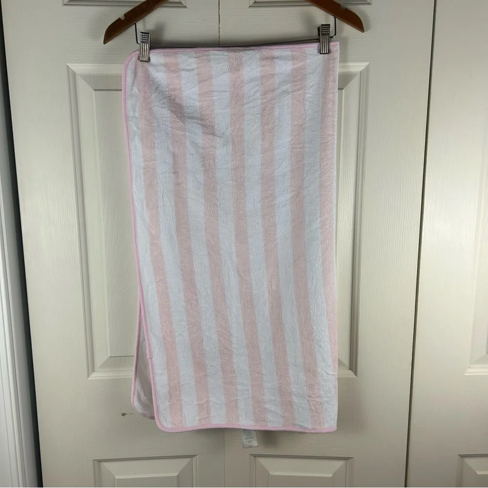 Cloud Island Pink White Floral Hooded Baby Towel Stripes Terry Cloth Flowers